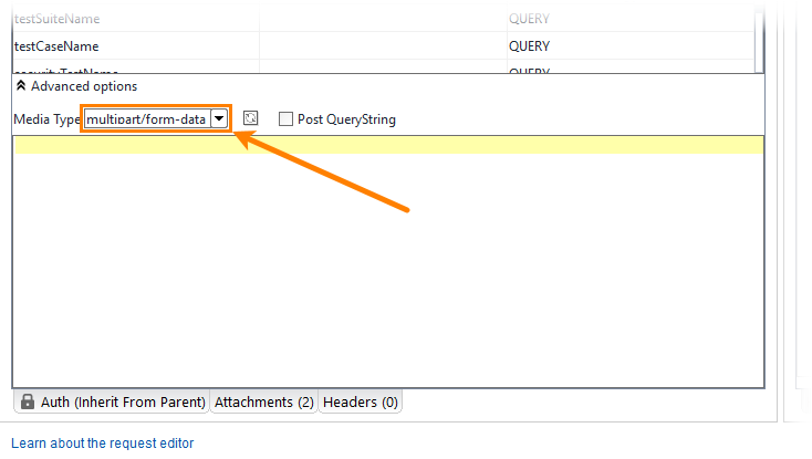 Run ReadyAPI project in TestEngine: Set Media type to multipart/form-data