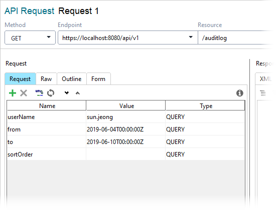 Get Audit Log for a user: Enter the timeframe