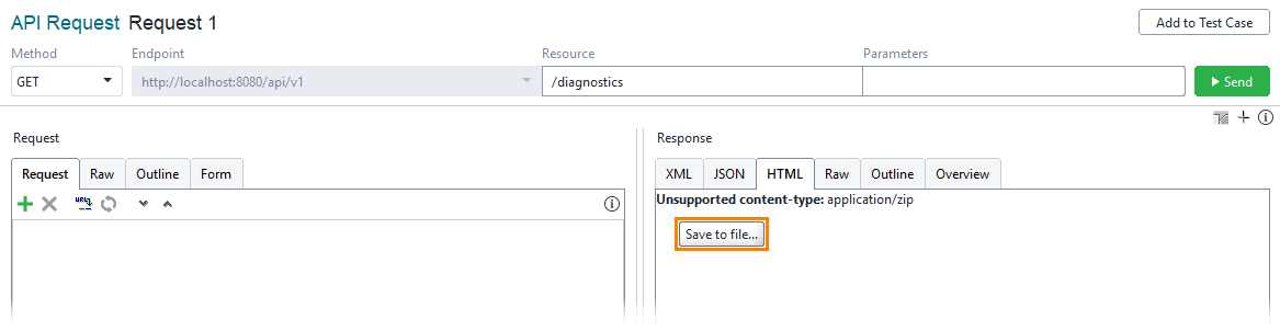 Get Diagnostics report: Save the report