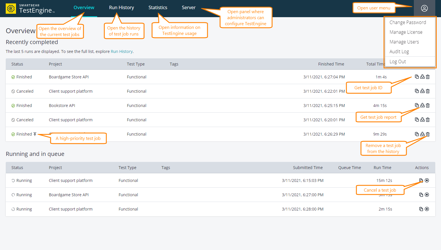TestEngine Web Interface TestEngine Web Interface