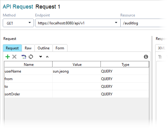 Get Audit Log for a user: Enter the username