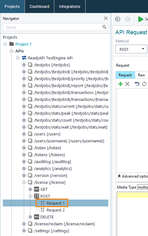 Check out a floating license: Select a request