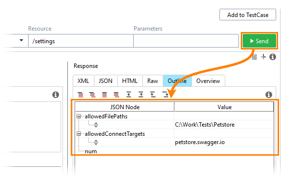 Configuring TestEngine: modifying TestEngine settings. settings request
