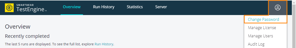 TestEngine tutorial: How to change the password