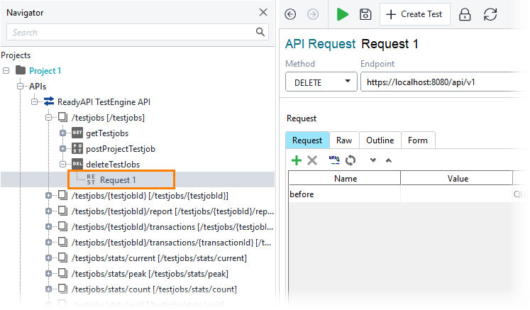Delete test jobs older than a certain date: Select a request Delete test jobs older than a certain date: Select a request