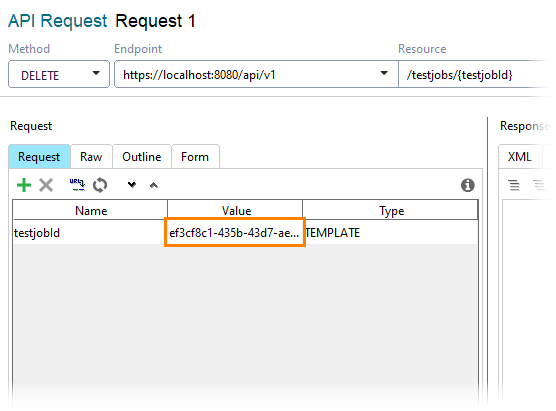 Cancel a test job: Enter a test job id Cancel a test job: Enter a test job id