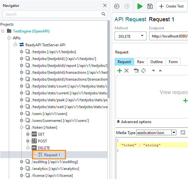 Revoke an access token: Select a request